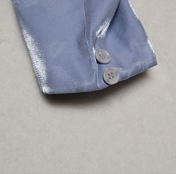 70s Vintage Falcone Jr Iridescent Blue Knit Notched Lapel Mini Blazer Dress M - Picture 9 of 12